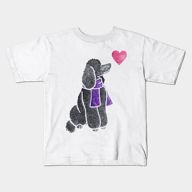 Watercolour Poodle Kids T-Shirt by animalartbyjess